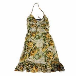 Floral Halter Dress with Ruffle Hem